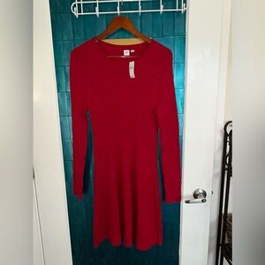 GAP Red Ribbed Knit Sweater Dress